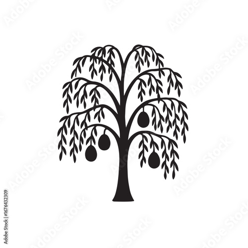 Willow tree silhouette vector illustration