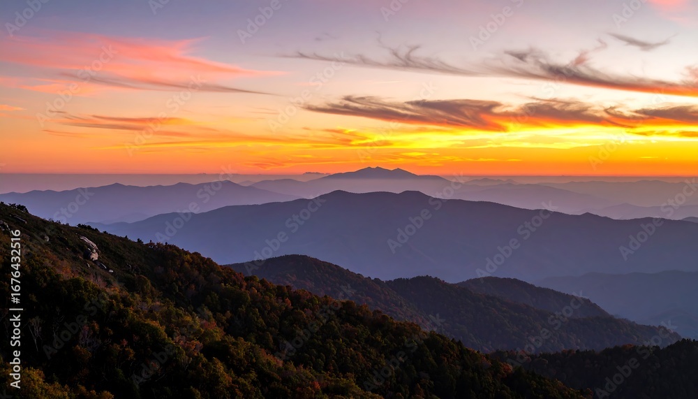 Obraz premium Mountain sunset panorama