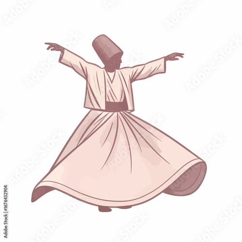 Sufi Dervish Silhouette Illustration