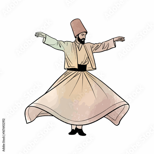Sufi Dervish Silhouette Illustration