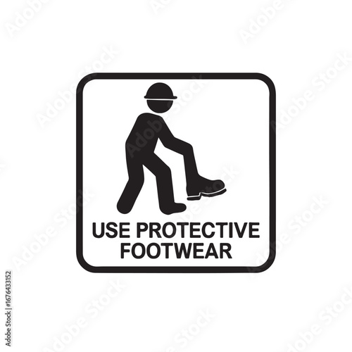 Worker using protective footwear, silhouette vector illustration