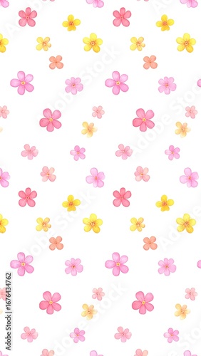 Wallpaper Mural Delicate floral pattern on white background Torontodigital.ca