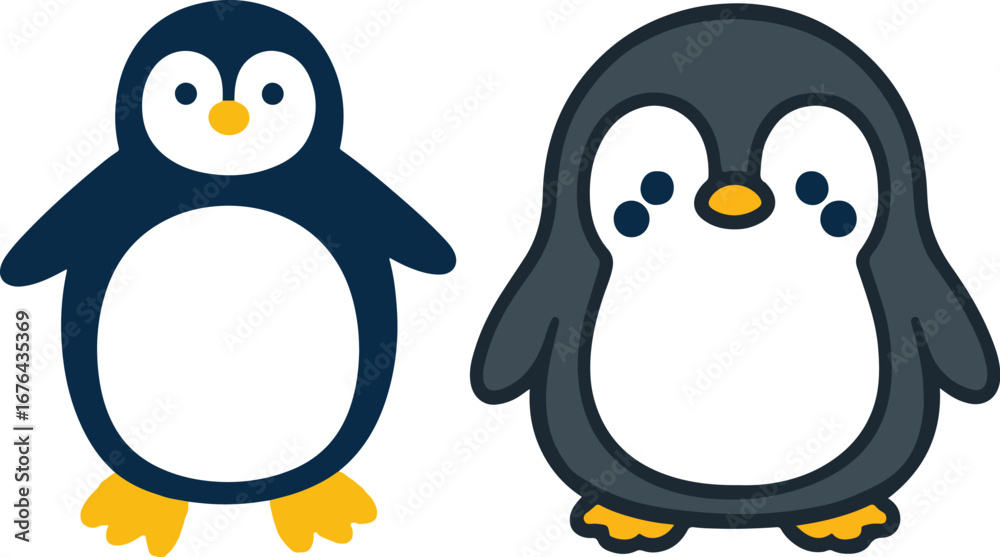 Naklejka premium penguins on the ice. penguin vector illustration isolated on white background.