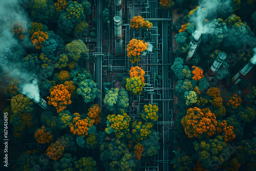 Actions Impact the Environment, Carbon Footprint Concept, Generative AI