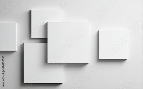 Wallpaper Mural Abstract composition of overlapping white squares on a white background Torontodigital.ca