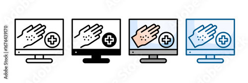 Teledermatology Icon Set Multiple Style Collection