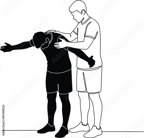 Physical therapy shoulder stretch exercise rehabilitation vector