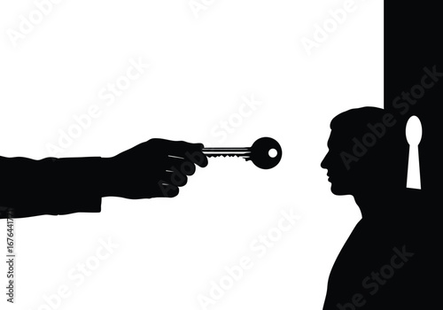 Unlocking potential key to success unlock mind concept illustration