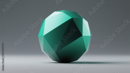 Environmental protection theme, green gradient abstract sphere, geometric cross-section texture, futuristic minimalist design
