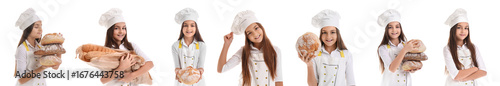 Set of little baker on whit...