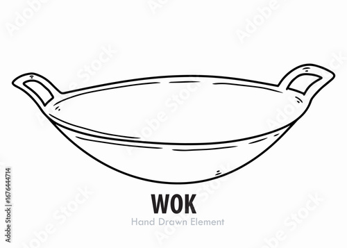 Hand-drawn vector illustration of a wok 