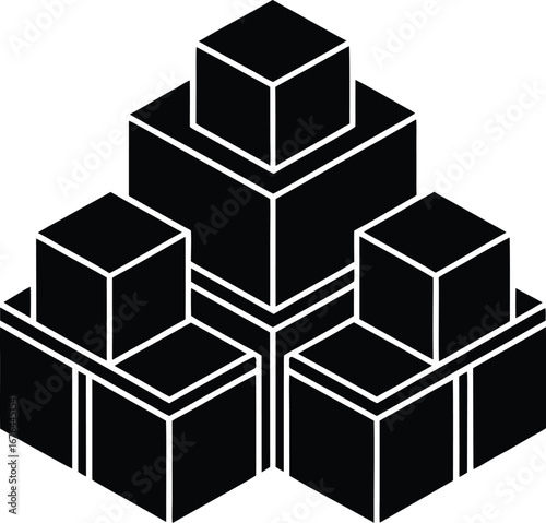 solid black silhouette of plastic stacking blocks