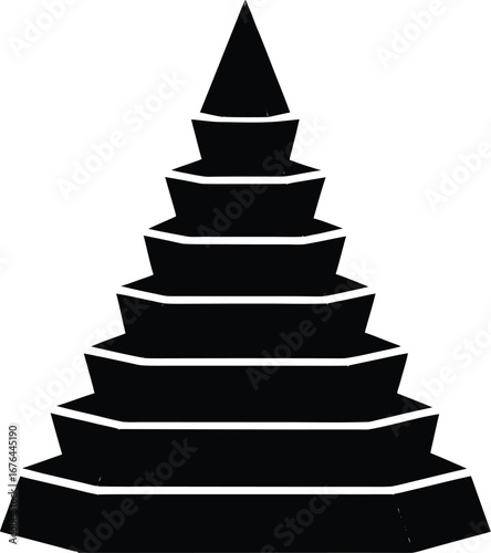 solid black silhouette of stackable cones arranged