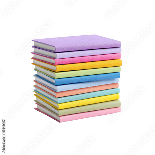Stack of Colorful Pastel Notebooks and Books