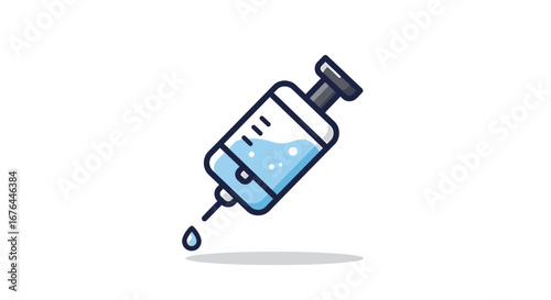 Medical syringe with liquid ready for injection healthcare concept.