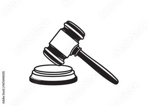 Judge Gavel Silhouette Vector Illustration Isolated on White Background.