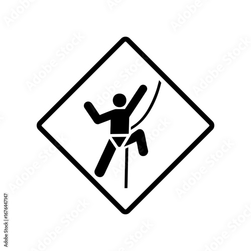 Rock climbing vector icon