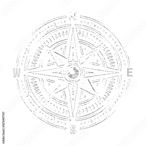 Minimalist Compass Rose Vector Illustration – Simple Line Art Navigation Symbol