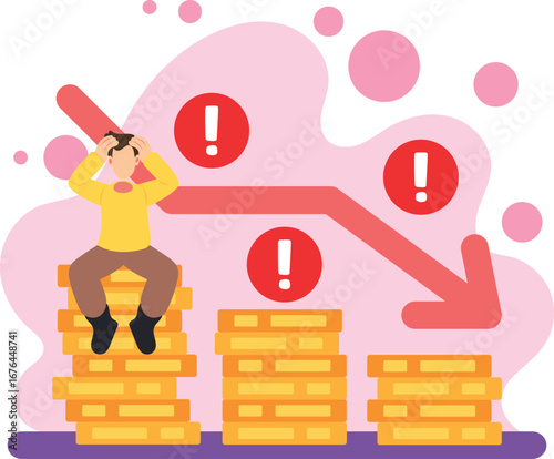Man worried about financial loss illustration