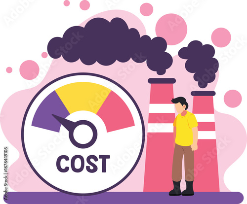 Man worried about rising production cost illustration