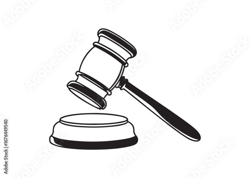 Judge Gavel Silhouette Vector Illustration Isolated on White Background.