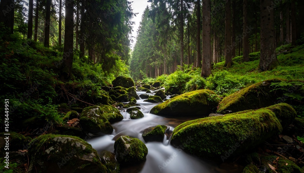 Obraz premium Misty forest stream