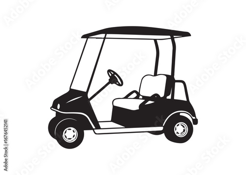 Golf Car Silhouette Vector Illustration, Golf Cart Icon for Sports and Leisure.