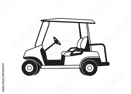 Golf Car Silhouette Vector Illustration, Golf Cart Icon for Sports and Leisure.