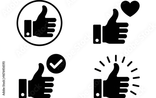 Four diverse thumbs-up icons conveying approval and positive feedback.