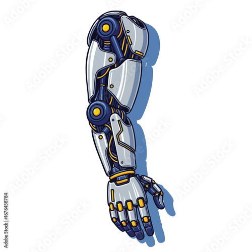 Detailed Futuristic Bionic Robotic Arm Illustration.