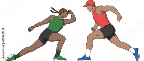 Athletic runners sprinting competition training exercise sport