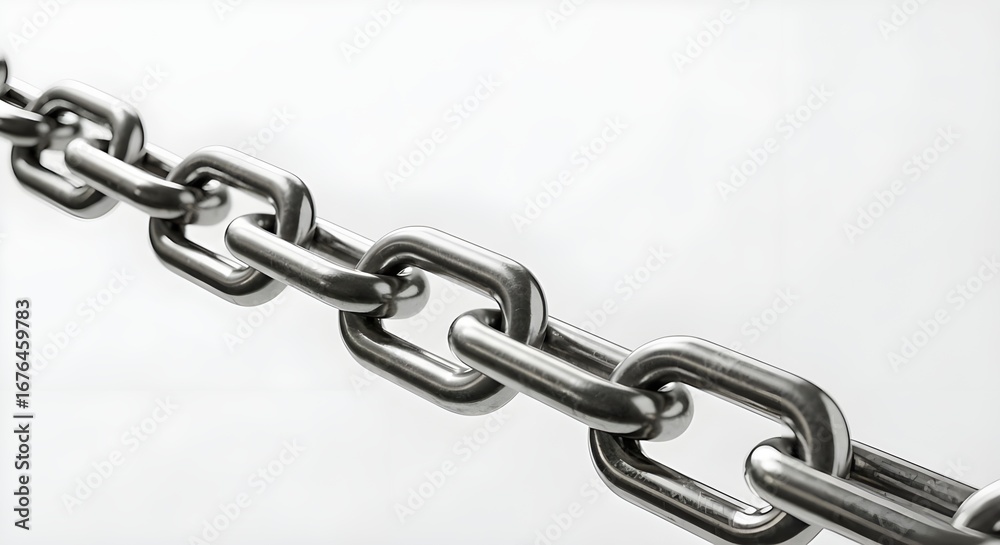 Fototapeta premium Steel chain link on white background