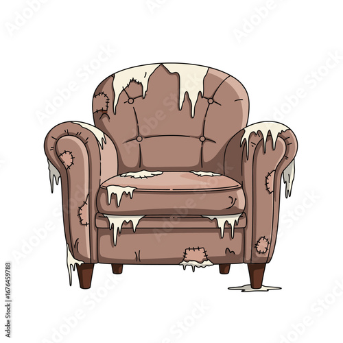 Cartoon armchair with a funny melted effect, perfect for quirky designs or children's illustrations