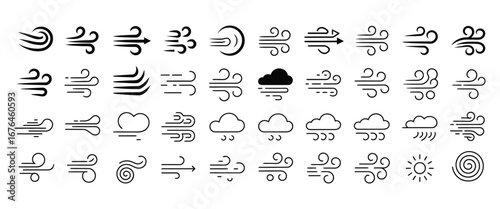 Breezy Vector Icons A Collection of Wind and Cloud Symbols