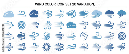 Wind Icons 20 Variations of Blue Wind Symbols for Design