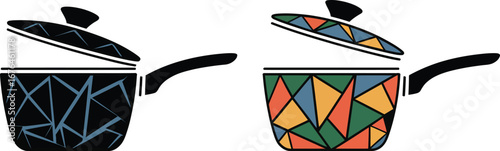 Stock pot vector graphic kitchenware cooking pots illustration