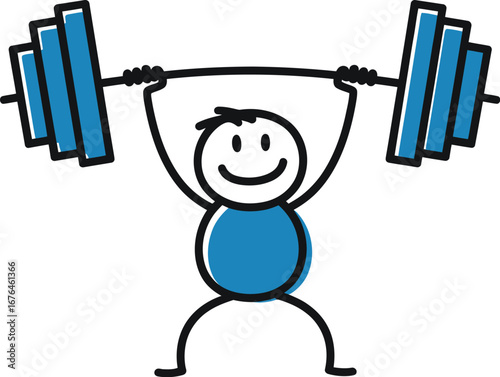 Stick figure weightlifting exercise fitness gym workout training
