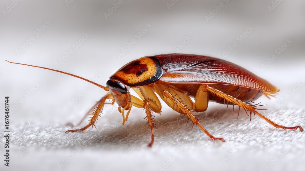 Obraz premium A cockroach on a white surface.