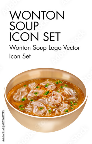 Wonton soup Logo vector Icon set