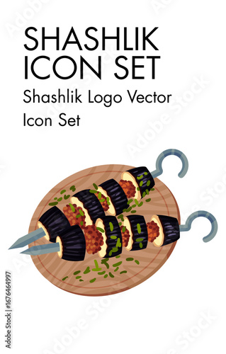 Shashlik Logo vector Icon set