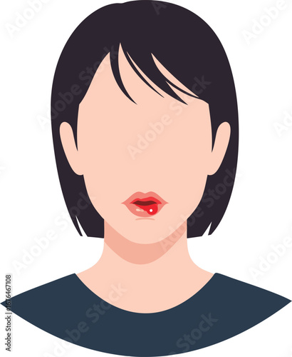 Illustration of Woman with Mouth Ulcer Symptom