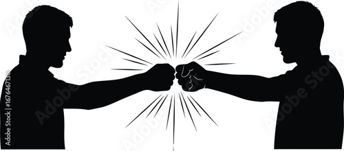 Fist bump silhouette vector illustration friendship agreement