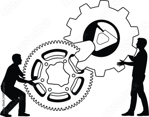 Teamwork gears concept collaboration engineering business process