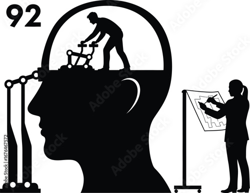 Understanding human mind and how it works illustration concept