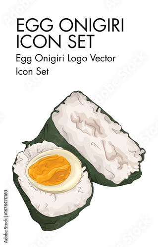 Egg onigiri Logo vector Icon set