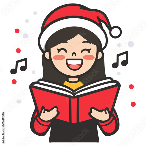 caroling, singing hymns, christmas, christmas eve, festival, vector, transparent background, person, icon, cute, xmas, winter, cold, celebration