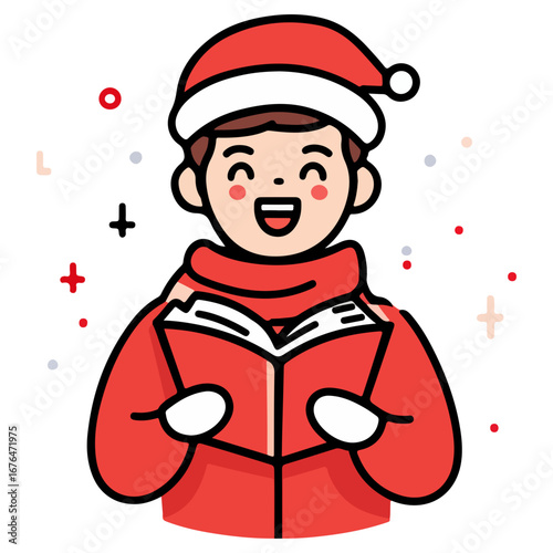 caroling, singing hymns, christmas, christmas eve, festival, vector, transparent background, person, icon, cute, xmas, winter, cold, celebration