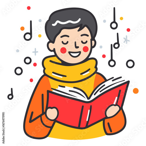 caroling, singing hymns, christmas, christmas eve, festival, vector, transparent background, person, icon, cute, xmas, winter, cold, celebration