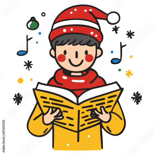 caroling, singing hymns, christmas, christmas eve, festival, vector, transparent background, person, icon, cute, xmas, winter, cold, celebration