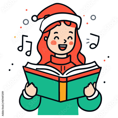 caroling, singing hymns, christmas, christmas eve, festival, vector, transparent background, person, icon, cute, xmas, winter, cold, celebration
